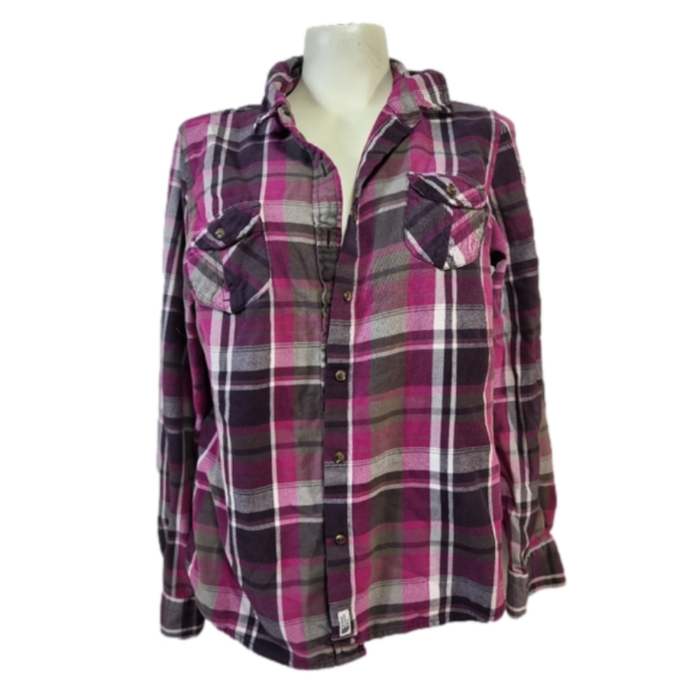 The North Face Purple Plaid Collared Button Up Long Sleeve Shirt